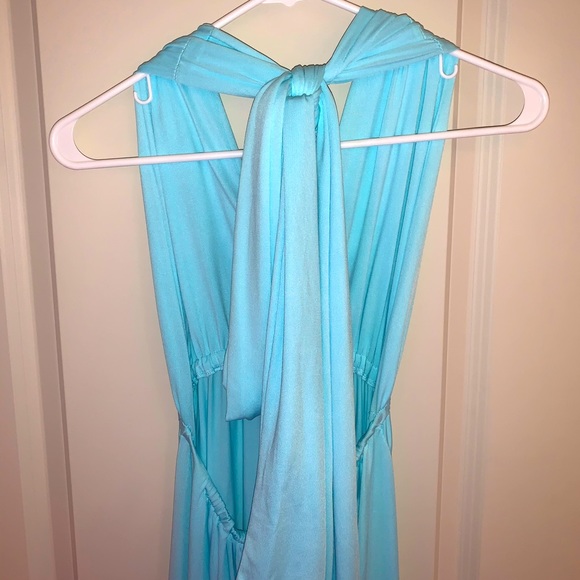 Blue adjustable halter top open back dress - Picture 2 of 6